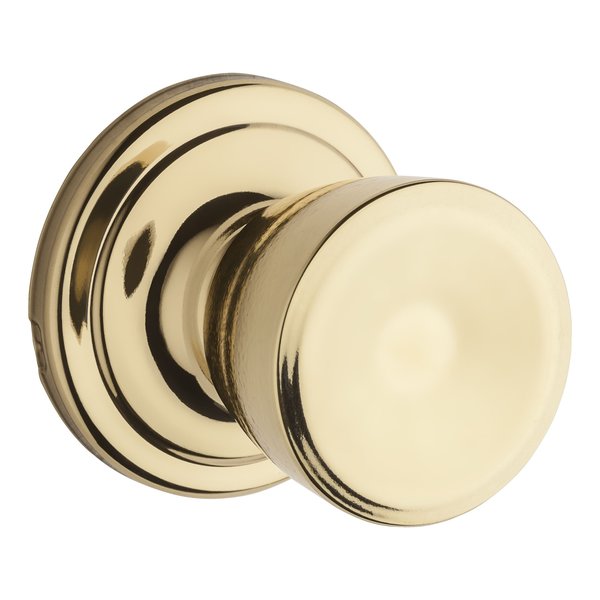 Kwikset Abbey Knob Passage Door Lock with New Chassis with 6AL Latch and RCS Strike Bright Brass Finish 720A-3